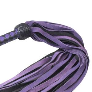 Flogger de piel de oveja auténtica con estampado por transferencia térmica, mango liso y redondeado, hebilla de acero, 2.5 cm de ancho, detección de aguja, múltiples opciones flexibles - Product Image 5