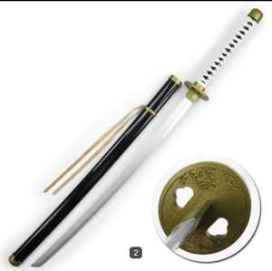 ดาบคาตานะญี่ปุ่นแบบซึบา พร้อมซายะสีดำและทัชคาอิโตะสีขาว - Product Image 3