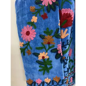 Hand Embroidered <b>Velvet</b> Knitted Cotton Breathable <b>Jacket</b> <b>Women</b> Mandarin Collar Full Sleeve Floral Pattern Open Front - Product Image 3