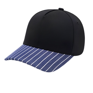 Gorra de Béisbol Negra de 6 Paneles con Visera Azul a Rayas, Gorra Deportiva de Color Contrastante - Product Image 3