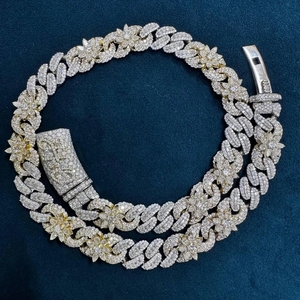 สร้อยคิวบาลิงค์ประดับเพชรโมอิสซาไนต์คุณภาพสูง ชุบเงิน พร้อมสร้อยคิวบาลิงค์ฮิปฮอปสำหรับทุกเพศ สร้อยแบรนด์เนม - Product Image 5