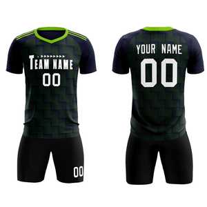 Customizable Unisex Soccer Jersey Uniform Dark <b>Green</b> Navy Sublimation Print Breathable Polyester Adult Team Kit - Product Image 1