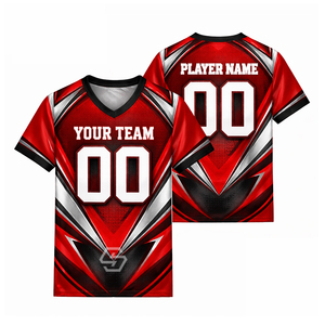 Nouveau maillot de football personnalisé à sublimation, col en V, 100% polyester, unisexe adulte, respirant, manches courtes, nom de l'équipe, taille plus - Product Image 1