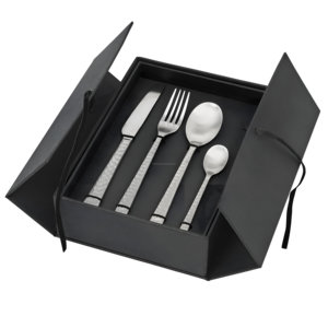 Poignée unique de luxe martelé en acier inoxydable finition miroir ensemble de couverts 4 pièces pour le réglage de la table de fête de mariage - Product Image 4