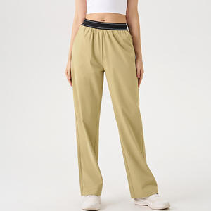 Pantalon de jogging color block taille haute coupe ample jambe droite avec poches, confortable et respirant pour le fitness et le yoga - Product Image 4