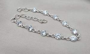 Pulsera de tenis de circonitas con brillo minimalista, chapada en oro blanco, plata de ley 925, cadena de eslabones con dijes, joyería de lujo para mujer, al por mayor - Product Image 3