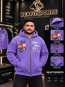 REXFITSPORTS 2026 Sweat-shirt à capuche entièrement zippé violet personnalisé, motif streetwear, en molleton de coton, avec logo personnalisé, vente en gros - Product Image 1