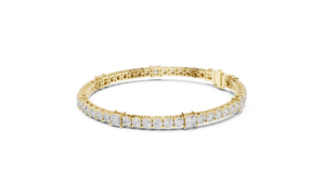 Pulsera de Lujo Clásica con Diamantes Cultivados en Laboratorio, Corte Princesa, Bañada en Rodio, Oro Amarillo de 18K, para Uso Diario en la Oficina, Compromiso, Mujer - Product Image 2