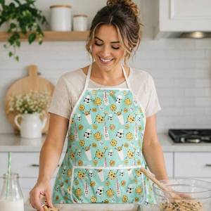 Tablier de cuisine en pur coton durable, réglable, pour la cuisson quotidienne, le barbecue et la pâtisserie - Product Image 1