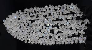 AAA Natural White <b>Rainbow</b> Moonstone Faceted Pear Shape Beads 9x13 MM White <b>Rainbow</b> Moonstone Briolette 13 Inch By Wholesaler - Product Image 3