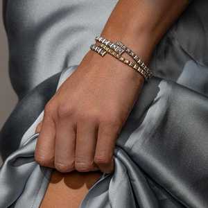 Round Lab Grown Diamonds Two Tone Diamond Tennis <b>Bracelets</b> 14K 18K <b>Solid</b> Gold Square Prong Handmade Line <b>Bracelets</b> Everyday Wear - Product Image 6
