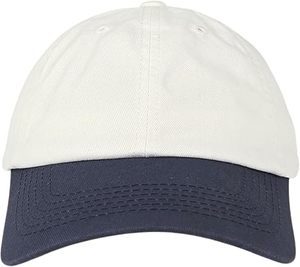 Casquette de baseball blanche avec visière bleu marine, 6 panneaux, en coton, réglable, unisexe, décontractée - Product Image 5