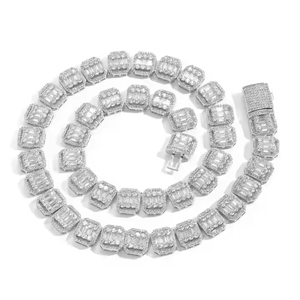 Evanex Cadena de Joyería de Plata 925 de Moda, Collar Brillante con Incrustaciones de Diamantes, Regalo para Fiesta, Joyería Hip Hop, Cadena de Tenis Cuadrada - Product Image 2