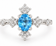 Bague de fiançailles minimaliste en argent avec motif pour amoureux de topaze bleue élégante pour femmes - Product Image 5