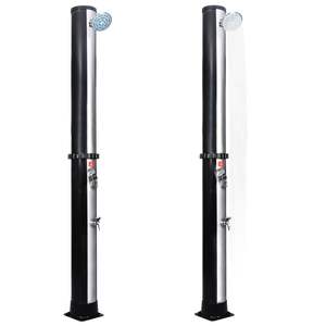 Douche solaire d'extérieur en noir et argent, en PVC durable, aluminium et laiton - Product Image 3