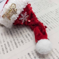 Barrettes et chapeau de Noël pour filles avec décoration en tissu flocon de neige et paillettes 10x6cm, saisonnières pour tenue de fête festive