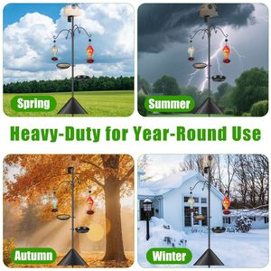 Adjustable Heavy-Duty Iron Bird Feeder <b>Pole</b> Stand Multiple <b>Hooks</b> with Squirrel Proof Baffle Bird Suppliesfeeding Station - Product Image 5
