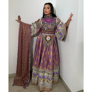 Vestidos Étnicos Afganos Kuchi Modernos y Elegantes para Niñas, Manga Larga, Tela de Chifón Premium, Bordado Hecho a Mano - Product Image 1