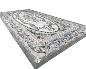Alfombra Clásica con Diseño Floral, Rectangular, de Lana, Hecha a Mano, con Base de Látex Antideslizante, para Sala de Estar, Pelo Plano, Diseño Azul y Rosa - Product Image 3