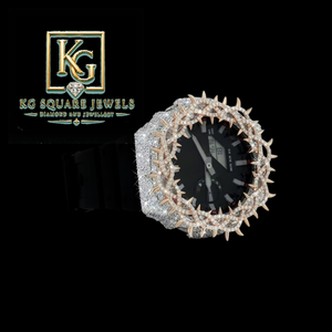 Reloj de Cuarzo Analógico Iced Out con Correa de Goma Negra, Bisel de Diamantes, Esfera Redonda, Correa de 20mm, Escala de Barra, Unisex, para Niños, Fiesta, Joyería de Lujo - Product Image 2