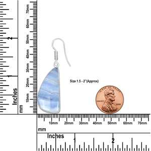 High Quality Genuine Blue Lace Agate Gemstone Charm Earrings Cute Bohemian <b>Solid</b> <b>Silver</b> Plated Women's Jewelry for Party Gift - Product Image 2