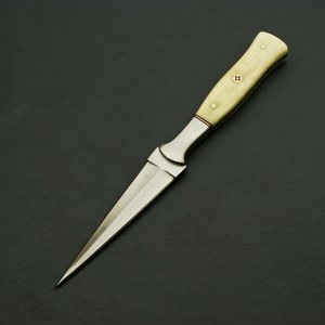 Stainless Steel Skinner Knife Spear Point Blade 0.6mm Thickness Ivory Handle With Leather Sheath - Product Image 4