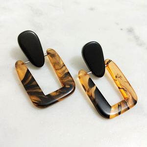 Trendy Transparent Orange <b>Resin</b> Oval Rhombus <b>Earrings</b> Fashionable Handmade Accessories - Product Image 2