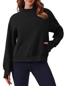 Sweat-shirt unisexe à col roulé en polaire, écologique et à séchage rapide, style streetwear oversize avec motif color block - Product Image 5