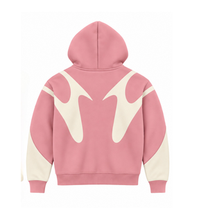 Blush Pink Contrast Panel Zip Up Hoodie Men Streetwear Full Zipper Long Sleeve Casual <b>Fleece</b> <b>Hooded</b> <b>Jacket</b> With Side Pockets - Product Image 2