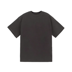 Camiseta Básica de Algodón Negra para Hombre, 280 Gramos, Cuello Redondo, Manga Corta, Corte Holgado, Color Sólido, Tejido Jersey - Product Image 5