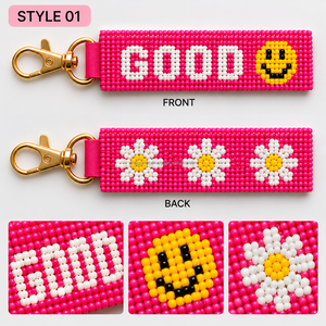Llavero de cuentas con estrella de ensueño morado y rosa, pulsera de cuentas reversible con triple corazón, colgante para mochila con estética pastel, venta al por mayor - Product Image 5