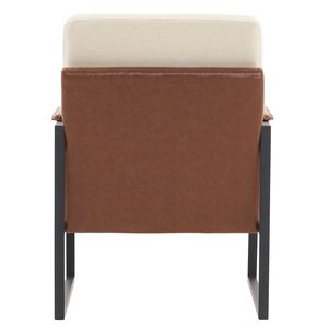 Fauteuil d'appoint en fer avec accoudoirs en cuir beige marron nid d'abeille, chaise de loisirs d'intérieur - Product Image 3