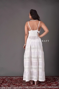 Vestido Maxi Bohemio de Algodón Schiffli con Tirantes Ajustables, Ropa de Verano para Resort, Vestido de Boutique, Vestido Bordado Surtido - Product Image 3