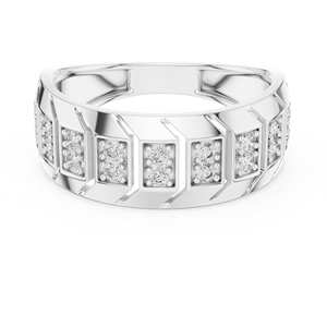 แหวนเพชรทรงเหลี่ยม REGAL BAR DIAMOND BAND เพชรเพาะเลี้ยงในห้องปฏิบัติการ ทองคำ 18K เคลือบโรเดียม แหวนหรูสำหรับผู้ชาย เหมาะสำหรับงานแต่งงาน/งานหมั้น/ของขวัญ/ใส่ทำงานประจำวัน - Product Image 5