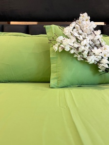 Luxury ManLove Cotton Bedsheet <b>Set</b> Solid Green Bed Linen with Pillow Covers for Bedroom Hotel Home - Product Image 2