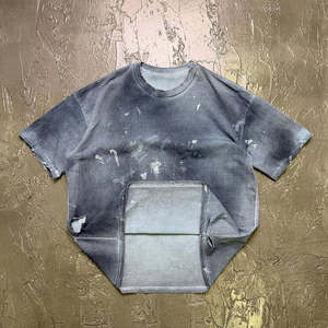 T-shirt homme oversize à manches courtes, col rond, tricoté, coupe classique, gris, style streetwear, 100% coton - Product Image 6