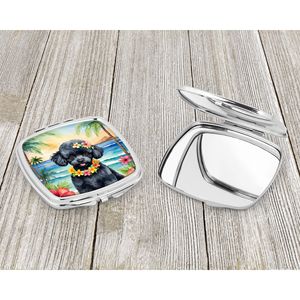 Noir Caniche Luau Compact Voyage Maquillage Miroir Pliant Conception De Poche avec Caractéristiques Décoratives Cadeau pour Femmes et Filles - Product Image 3