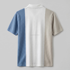 เสื้อโปโลผ้าถักลายทางแนวตั้ง คัลเลอร์บล็อก ระบายอากาศได้ดี แขนสั้น สวมใส่สบาย เหมาะสำหรับเล่นกอล์ฟ เสื้อยืดลำลองสำหรับฤดูร้อน เสื้อผ้าผู้ชาย - Product Image 6