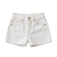 Shorts en jean blanc taille mi-haute pour femme, coupe droite, ajustement régulier, style décontracté automne, 100% coton, imperméable, couleurs personnalisables