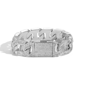 Bracelet chaîne cubaine hip-hop en argent 925 plaqué or avec moissanite pour homme et femme, idéal pour fiançailles, fêtes, mariages, cadeau unisexe - Product Image 2