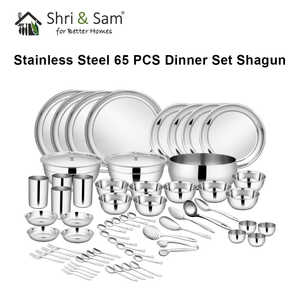 Juego de cena de acero inoxidable 65 PCS para 4 personas Juegos de vajilla Premium Shagun - Product Image 1