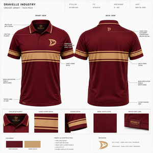ผู้ผลิตเสื้อคริกเก็ตแบบกำหนดเอง เสื้อคริกเก็ตลายทางสีแดงอมน้ำตาลครีมสไตล์เรโทร ผ้าโพลีเอสเตอร์ผสมคอตตอน ชุดทีมสำหรับการแข่งขัน รับผลิตแบบ OEM สำหรับกีฬา - Product Image 6