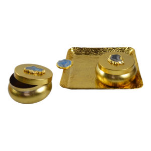 Bandeja de Servir de Metal Sólido con Juego de Tazones para Decoración del Hogar, Bandejas con Múltiples Acabados para Diseño Personalizado Disponible - Product Image 1