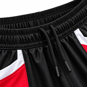 Ensemble de maillot de basket-ball bicolore noir, rouge et blanc, sans manches, col en V, tissu respirant, vêtements de sport pour adultes, unisexe - Product Image 5