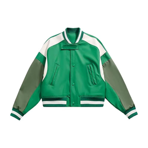 Blouson de moto en cuir pour homme, personnalisé, style urbain, col montant, fermeture éclair, impression délavée, vente en gros - Product Image 2