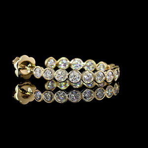 ต่างหูเพชรทรงกลมแบบคลาสสิก ฝังเพชรแล็บโกรว์ ขอบทอง 10K 14K 18K เงินแท้ 925 935 สำหรับงานหมั้นและงานแต่งงาน เครื่องประดับชั้นดี - Product Image 4