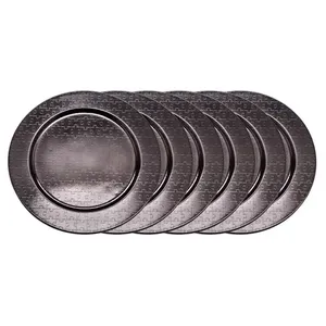 Round Metal <b>Decorative</b> <b>Plate</b> With Engraved Plant Pattern Traditional Style Handmade Charger <b>Plate</b> for Wedding Table Setting - Product Image 3
