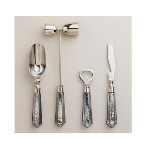 Ensemble d'outils à bar en argent avec poignée en forme de diamant et base, kit de cocktails de luxe, parfait pour les bars à domicile, les restaurants, les fêtes, en provenance d'Inde - Product Image 1