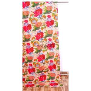 ART&ART Colcha Indiana Hecha a Mano Kantha para Mujer, 100% Algodón, Diseño Floral con Estampado a Bloque, 220g de Peso de Tela, Rajasthan - Product Image 3