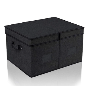 Caja de Almacenamiento Decorativa de Tela con Tapa y Asas, Organizador Plegable de Lino para Ropa, Libros, Juguetes y Lavandería - Product Image 1